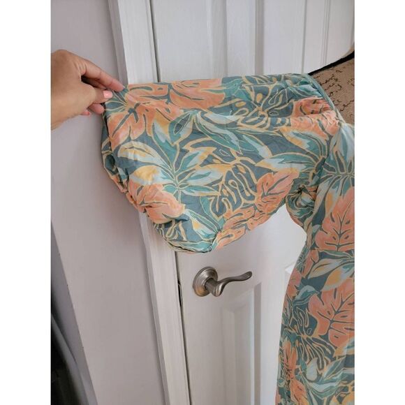 Jen's Pirate Booty Tropical Aloha Paia Dress Balloon Sleeve S - Picture 6 of 9